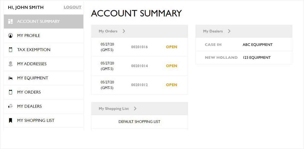 Account Summary page screenshot