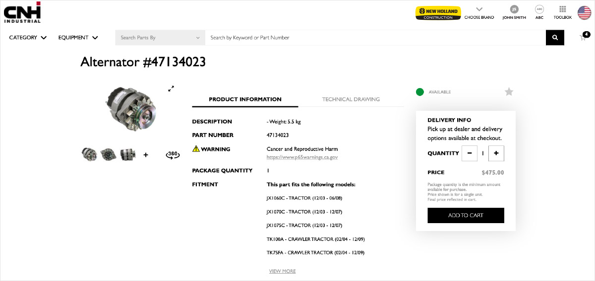 Single Part listing example