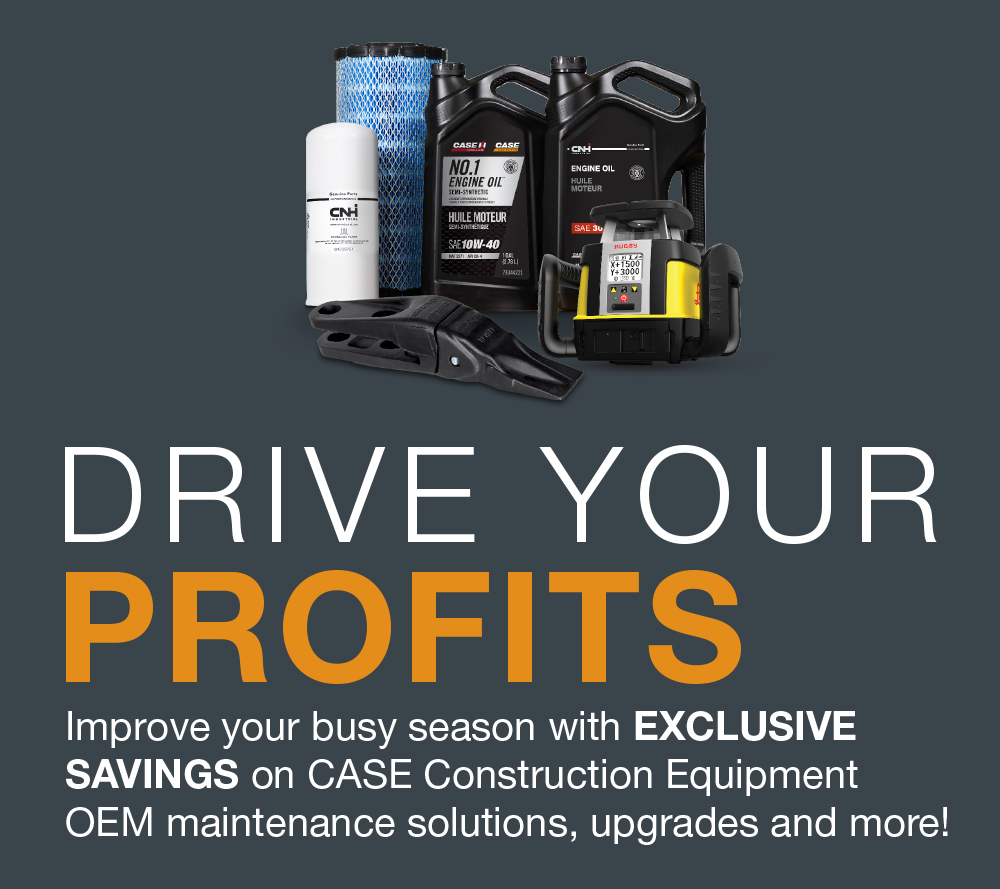 Drive your profits! Improve your busy season with EXCLUSIVE SAVINGS on CASE Construction Equipment OEM maintenance solutions, upgrades and more!